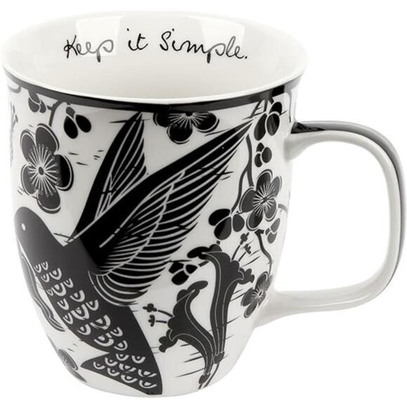 16 oz Black and White Boho Mug Hummingbird - Cute Coffee and Tea Mug - Ceramic - Picture 7 of 7